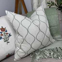Elegant Ogee Embroidered Cushion Cover Green Beige John Lewis Ellewood Knot Fabric Throw Pillow Cover - Double Sided - thumbnail 1