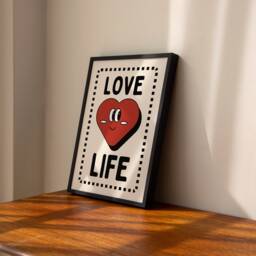 Love Life Retro Heart Character Print - Heart, Funky Cute Mascot Cartoon, 60S 70S Fun Art, Positive Quote, Surreal, Trendy Decor - thumbnail 3
