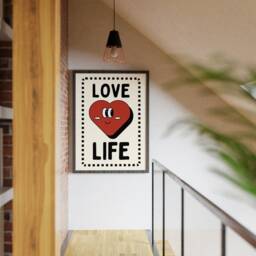 Love Life Retro Heart Character Print - Heart, Funky Cute Mascot Cartoon, 60S 70S Fun Art, Positive Quote, Surreal, Trendy Decor - thumbnail 2