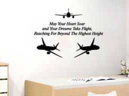 Plane Wall Decals Quote May Your Heart Soar Decal Vinyl Sticker Nursery Home Decor Art Mural Boy Room Bedroom Ms11 - thumbnail 1