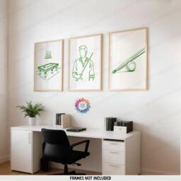 Minimal Green Snooker Prints - Set Of 3 Posters - Line Art Design 8 Ball Pool Decor Billiards Wall Gifts Game Room - thumbnail 2