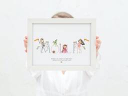 Personalized Fairytale Nursery Print Knight, Princess, Dragon - thumbnail 1
