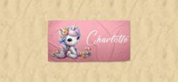 Personalised Kids Children's Unicorn Beach Towel, Pool Custom Swim Holiday Towel Pink - thumbnail 1