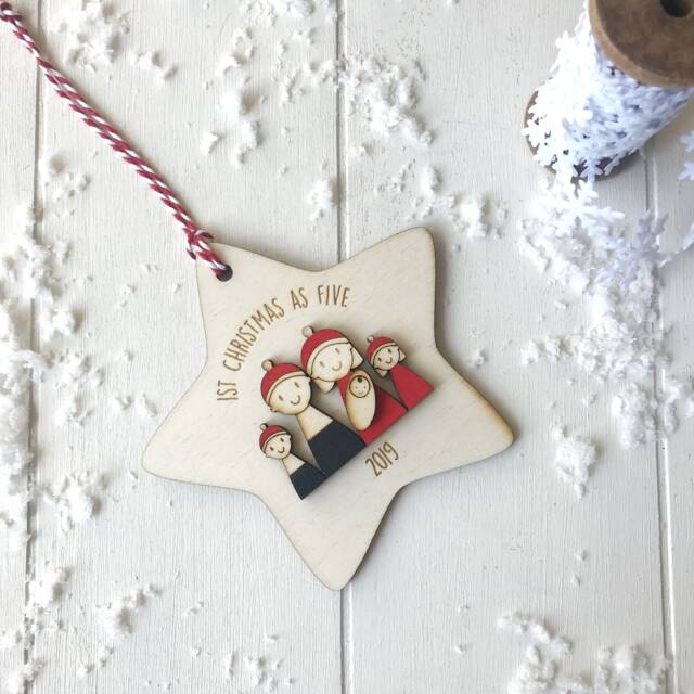 Personalised First Christmas As A Family Of Five - Tree Decoration - image 1
