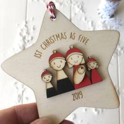 Personalised First Christmas As A Family Of Five - Tree Decoration - thumbnail 3