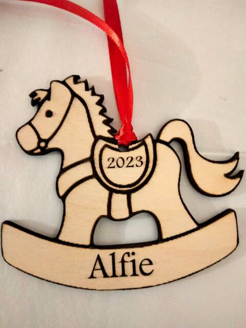 Personalised Rocking Horse Christmas Decoration With Your Name Added - image 1