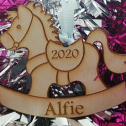 Personalised Rocking Horse Christmas Decoration With Your Name Added - thumbnail 3