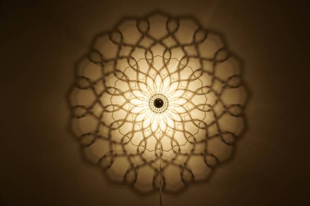 Wall Lamp Silhouette Waves - Wooden Lampshade Shadow Wall Mandala - image 1