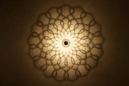 Wall Lamp Silhouette Waves - Wooden Lampshade Shadow Wall Mandala - thumbnail 1