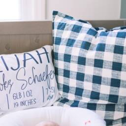 Birth Stat Pillowcase, Crib Stats Nursery Toddler Pillow, Baby Pillow - thumbnail 2