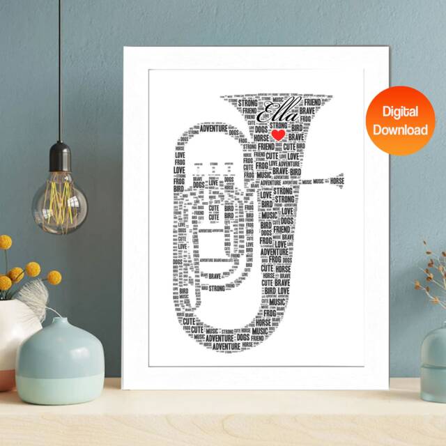 Personalized Brass Instrument Word Art Print - Digital Download - image 1