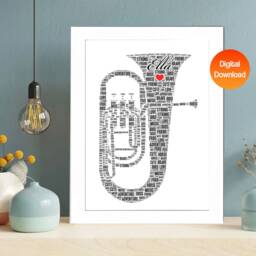 Personalized Brass Instrument Word Art Print - Digital Download