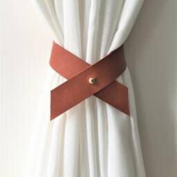 Leather Curtain Tie Back, Minimalist Window Decor - thumbnail 2
