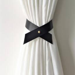 Leather Curtain Tie Back, Minimalist Window Decor - thumbnail 3