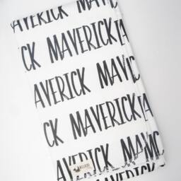 Personalized Organic Cotton Baby Blanket - Black & White Name Swaddle - thumbnail 2