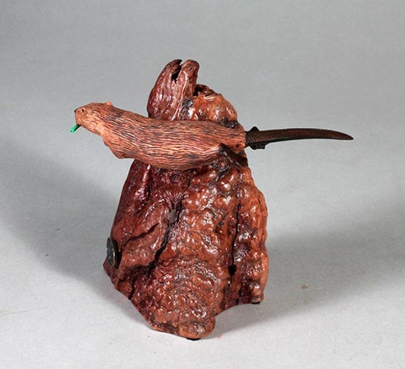 Beaver Sculpture Decor By John Perry 6In Tall Sculpture On Burlwood Base - image 1