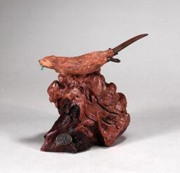 Beaver Sculpture Decor By John Perry 6In Tall Sculpture On Burlwood Base - thumbnail 3
