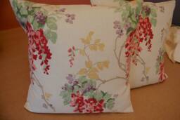 One Handmade Cushion in Laura Ashley Wisteria Cranberry Fabric, Bedroom Cushions Lounge Armchair Red Floral Birthday Gift Garden Flowers - thumbnail 1