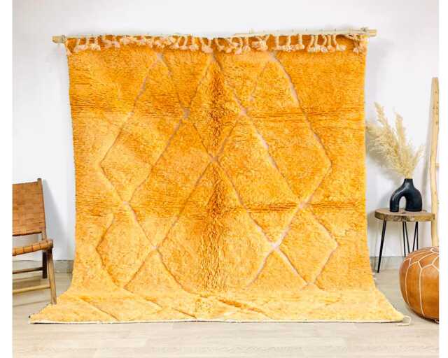 Hand Tufted Yellow Moroccan Rug, Shag Custom Made Carpet, Large Area Berber Rug - image 1