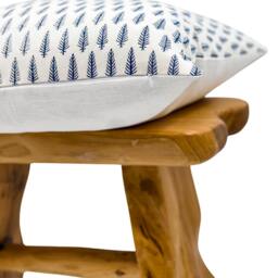 White & Blue Pillow, Neutral Pillow Cover, Indigo Block Printed Modern Farmhouse Summer Decor Pillow, Designer Pillow - thumbnail 3