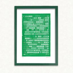 Letraset A3 Green Risograph Print - Distressed Typography Stencil Font Retro 1972 Signed & Limited Print Run Of 100 - thumbnail 1