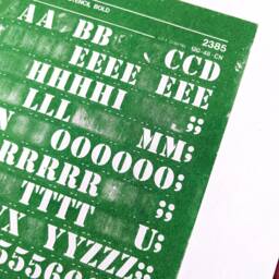 Letraset A3 Green Risograph Print - Distressed Typography Stencil Font Retro 1972 Signed & Limited Print Run Of 100 - thumbnail 3