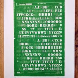 Letraset A3 Green Risograph Print - Distressed Typography Stencil Font Retro 1972 Signed & Limited Print Run Of 100 - thumbnail 2