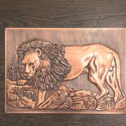 Copper Lion Wall Art - Handmade Chilean Sculpture Home Decor Gift - thumbnail 2