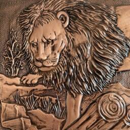 Copper Lion Wall Art - Handmade Chilean Sculpture Home Decor Gift - thumbnail 4