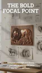 Copper Lion Wall Art - Handmade Chilean Sculpture Home Decor Gift - thumbnail 1