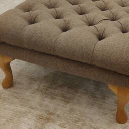 Square 76 cm X Footstool/Coffee Table Ottoman, Deep Buttoned, Chesterfield Style Faux Linen - thumbnail 3