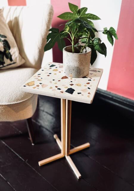 Real Terrazzo End Table - Wild & Birch Plywood Side Modern Occasional Square Post Sofa - image 1