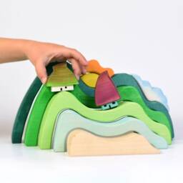 Montessori Mountain With Sun Wooden Stacker Toy - Handmade Educational Waldorf Toys - thumbnail 4