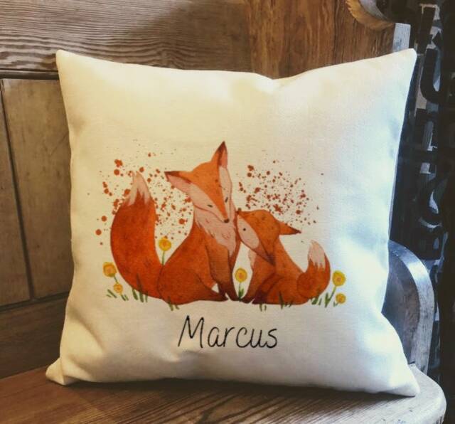 Personalised Fox Country Canvas Cushion - Customised Wildlife Linen Woodland Animal Cover With Inner Filler - image 1