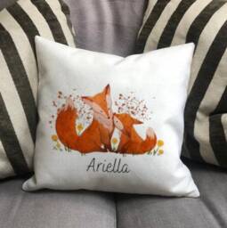 Personalised Fox Country Canvas Cushion - Customised Wildlife Linen Woodland Animal Cover With Inner Filler - thumbnail 3
