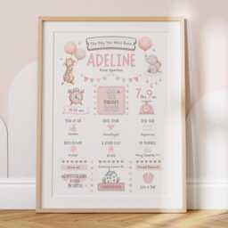 Personalised Day You Were Born Safari Print With Birth Details - Perfect New Baby Girl Or Boy Gift, Christening 1st Birthday Keepsake - thumbnail 2
