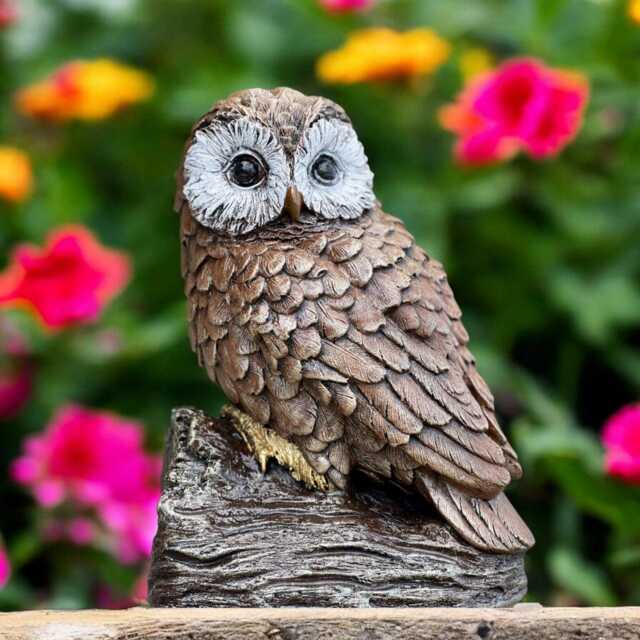 Concrete Owl Statue On Tree Stump Stone Wildlife Bird Figurine Cement Garden Sculpture Outdoor Yard Ornament Gift For Lover Animal Decor - image 1