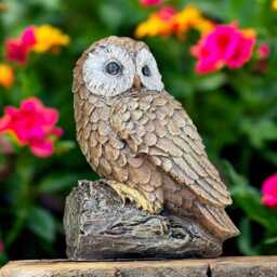 Concrete Owl Statue On Tree Stump Stone Wildlife Bird Figurine Cement Garden Sculpture Outdoor Yard Ornament Gift For Lover Animal Decor - thumbnail 3