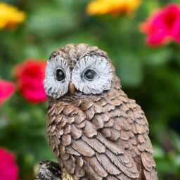Concrete Owl Statue On Tree Stump Stone Wildlife Bird Figurine Cement Garden Sculpture Outdoor Yard Ornament Gift For Lover Animal Decor - thumbnail 4