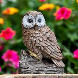 Concrete Owl Statue On Tree Stump Stone Wildlife Bird Figurine Cement Garden Sculpture Outdoor Yard Ornament Gift For Lover Animal Decor - thumbnail 1
