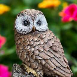Concrete Owl Statue On Tree Stump Stone Wildlife Bird Figurine Cement Garden Sculpture Outdoor Yard Ornament Gift For Lover Animal Decor - thumbnail 2