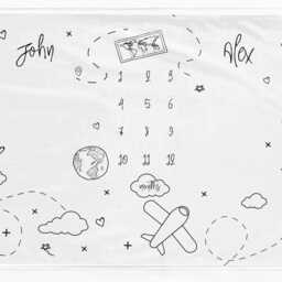 Twins Milestone Blanket Trave Themed Baby Monthly Mat - thumbnail 2