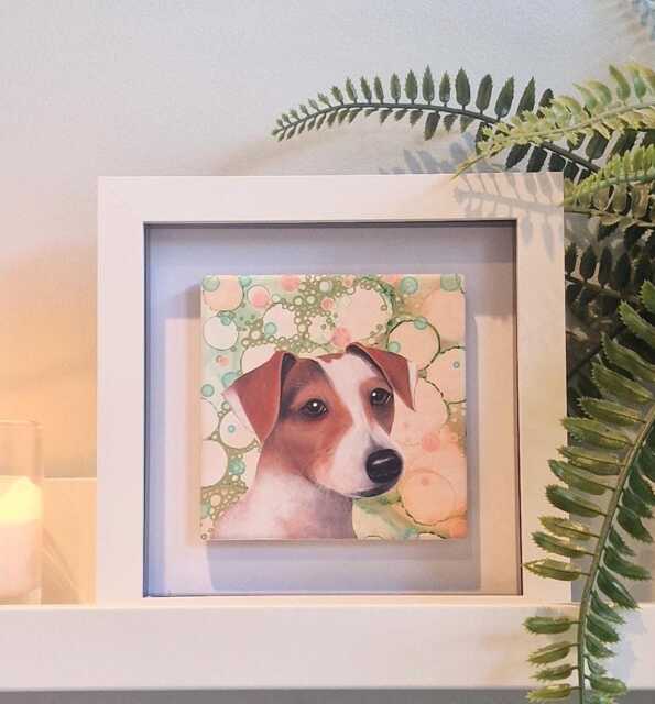 Jack Russell Dog Ceramic Wall Art Mini Framed Picture - image 1