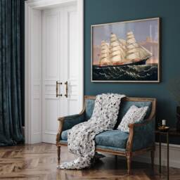 Antique Ship Sailing Print Vintage Nautical Seascape Wall Art - thumbnail 3