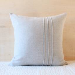 Beige Wool Pillow Cover With Stitching Detail By True Having - Made To Order - thumbnail 3