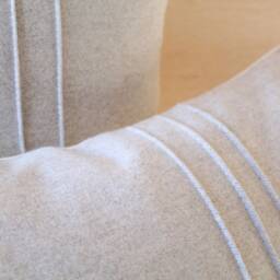 Beige Wool Pillow Cover With Stitching Detail By True Having - Made To Order - thumbnail 2