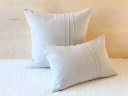 Beige Wool Pillow Cover With Stitching Detail By True Having - Made To Order - thumbnail 1