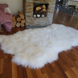 Giant Rug Four Sheepskin White Throw Genuine Leather Wool Carpet Decorative Rug - Comfy, Cozy, Natural Very Thick Long - thumbnail 3