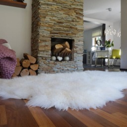 Giant Rug Four Sheepskin White Throw Genuine Leather Wool Carpet Decorative Rug - Comfy, Cozy, Natural Very Thick Long - thumbnail 2