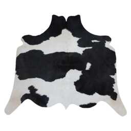 Authentic Black & White Cowhide Rug - Medium Natural Leather Skin For Elegant Interiors - 38x38 Inches - thumbnail 1
